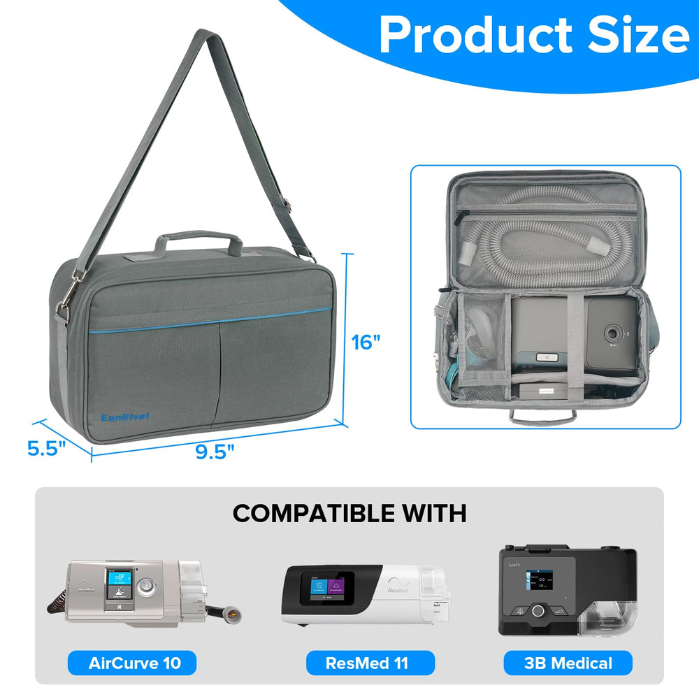 EonRivet CPAP bag organized compartments for machine, mask and accessories