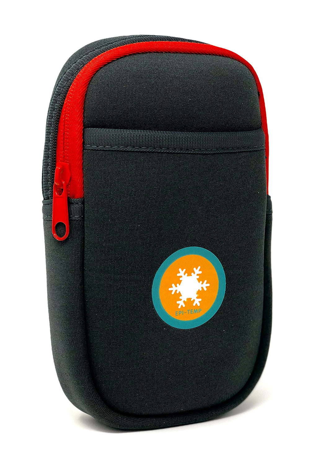 EPI-TEMP gray belt clip secures the case during active days