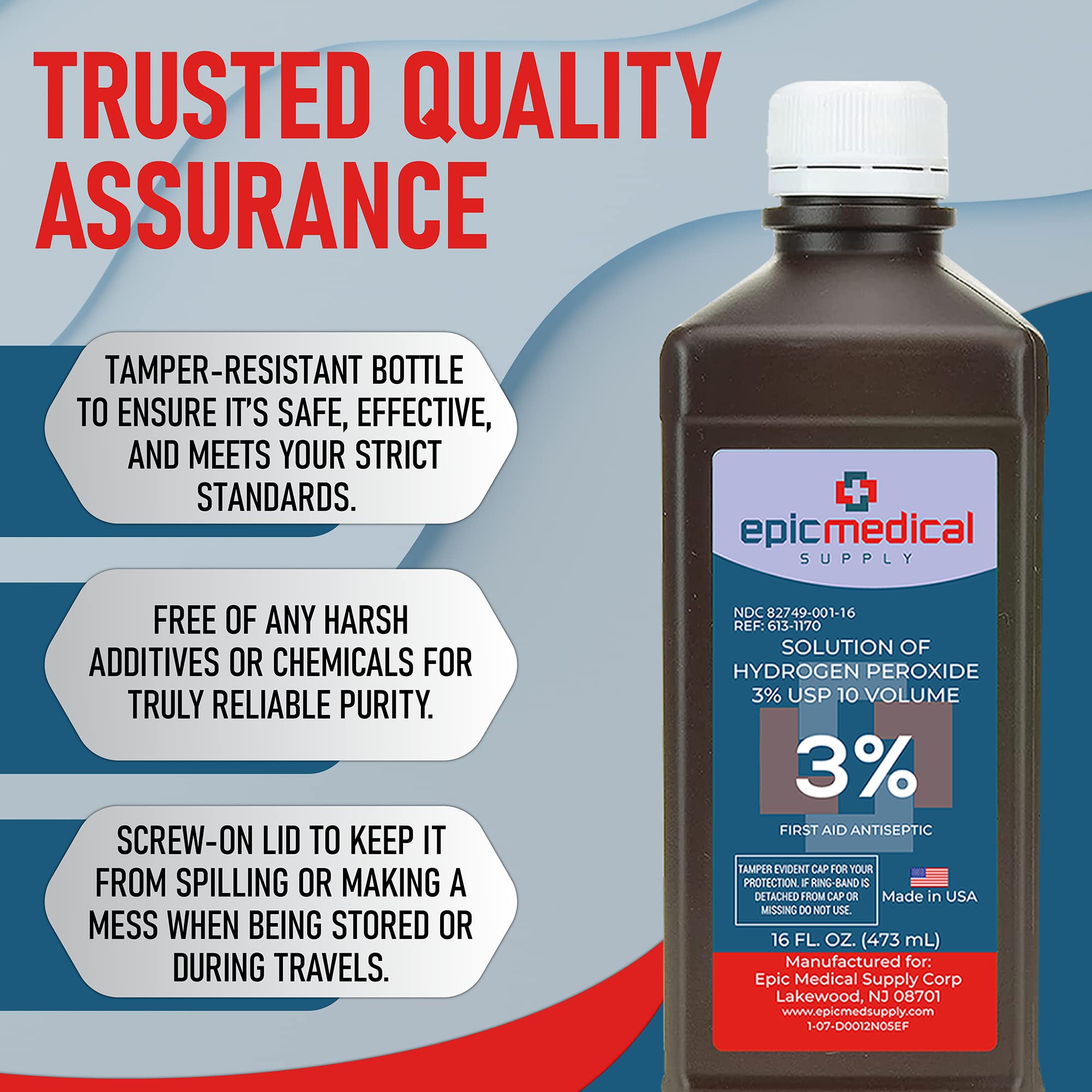 Epic Medical Supply H2O2 3% dental care use for whitening and gum care.