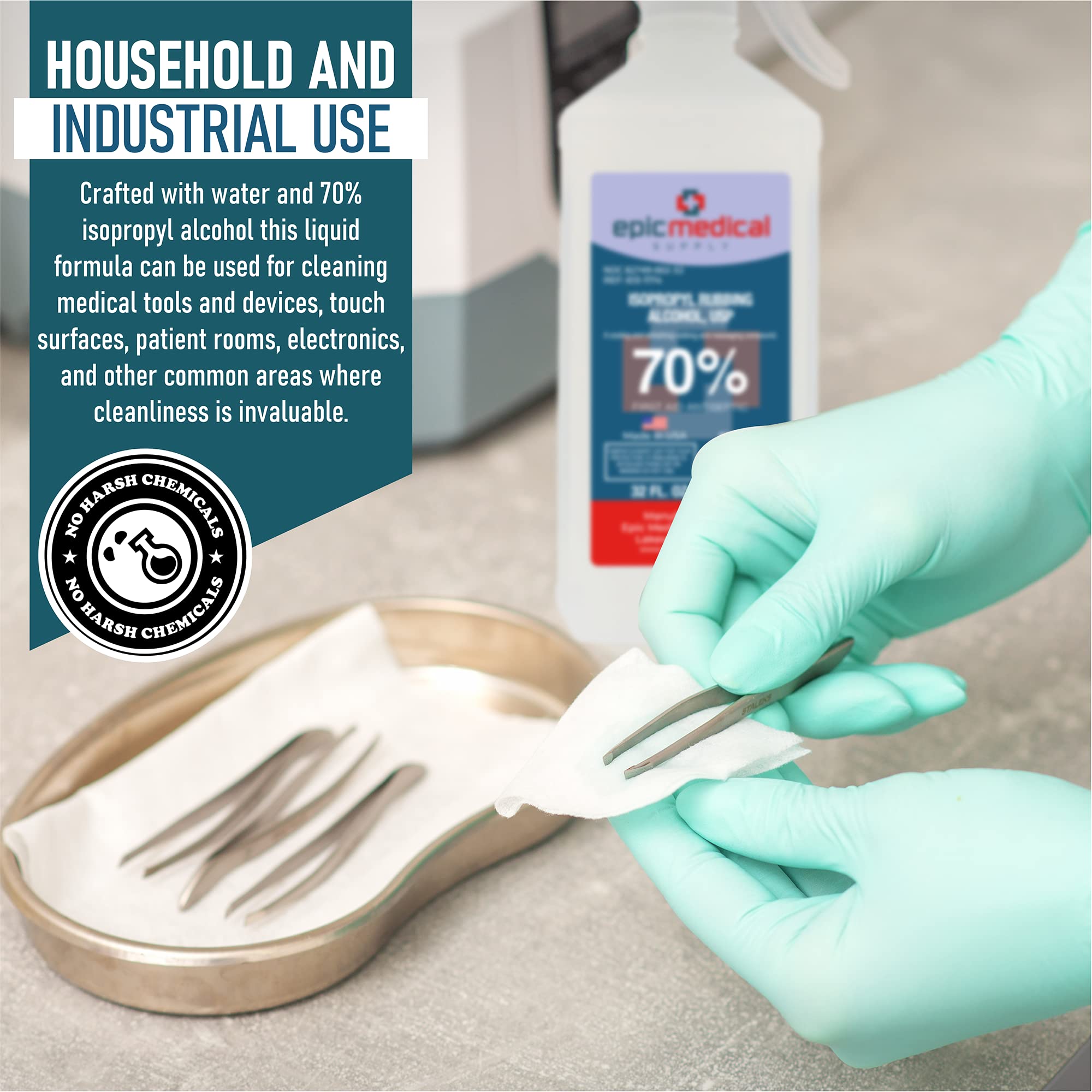 Epic Medical Supply Isopropyl Alcohol 70% bottle in a first-aid kit