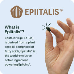 A hand holding EPIJOINT capsule, portable joint support on the go