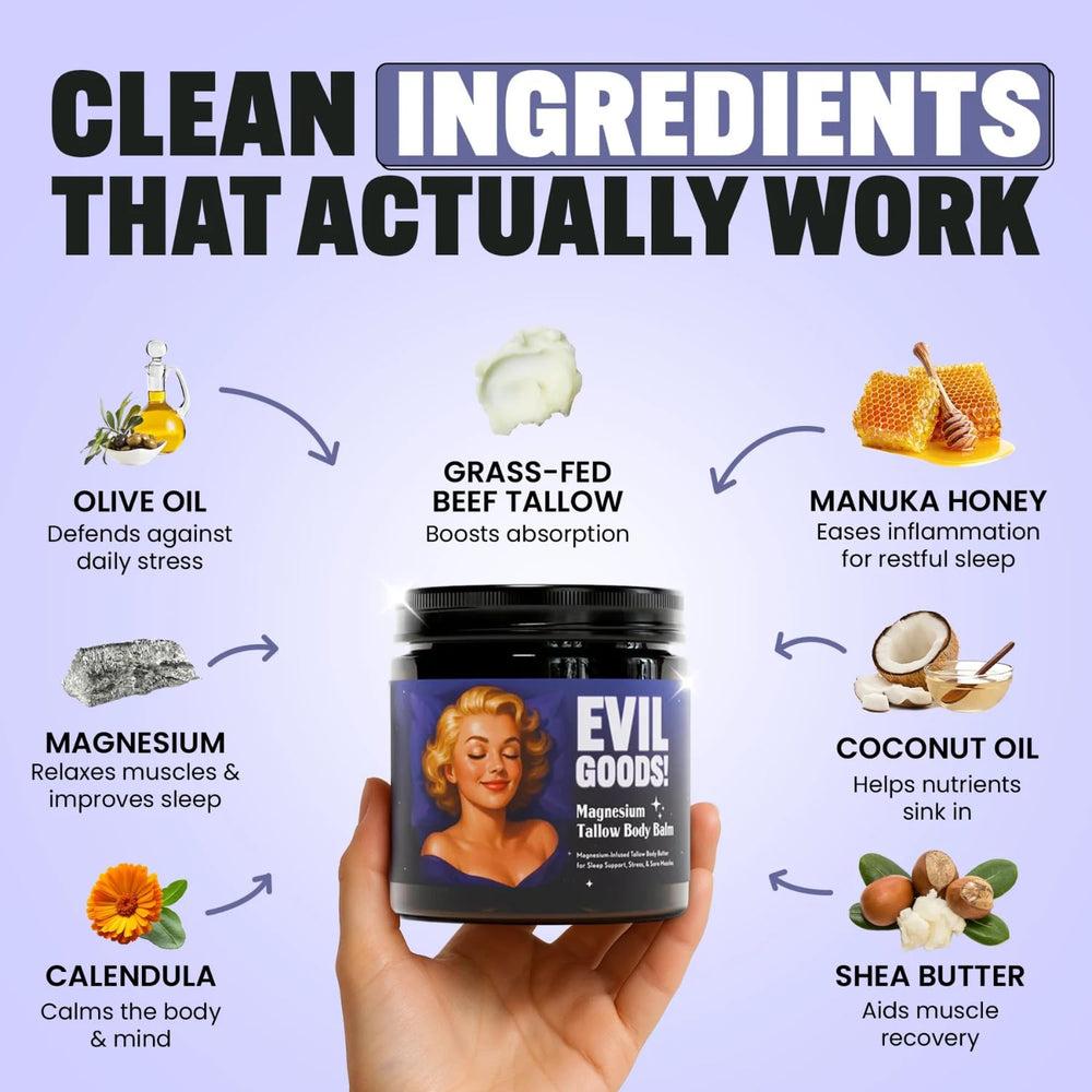 Grass-fed tallow cream jar from EPIK Evil Goods showing rich skin hydration