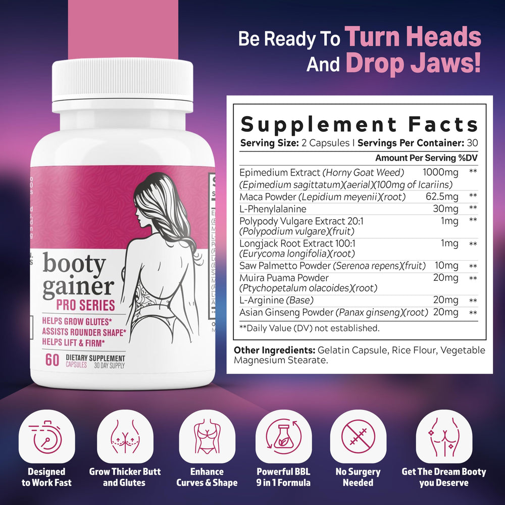 EPN Booty Gainer Pro Series capsules neatly presented to support glute development.