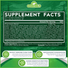 Nature's RX greens-reds scoop with bottle for daily use.