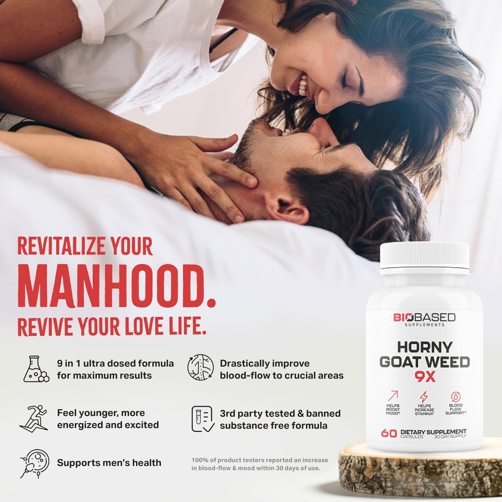 EPN Supplements Horny Goat Weed ingredients visual showing 9-ingredient blend