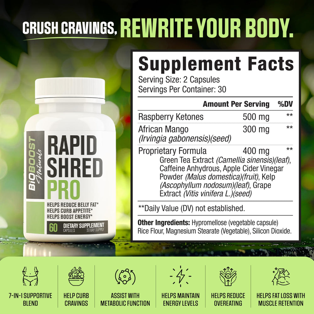 EPN Supplements Rapid Shred Pro bottle back with usage details.