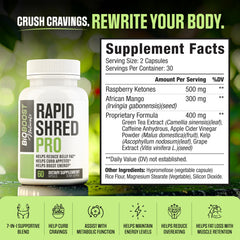 EPN Supplements Rapid Shred Pro bottle back with usage details.