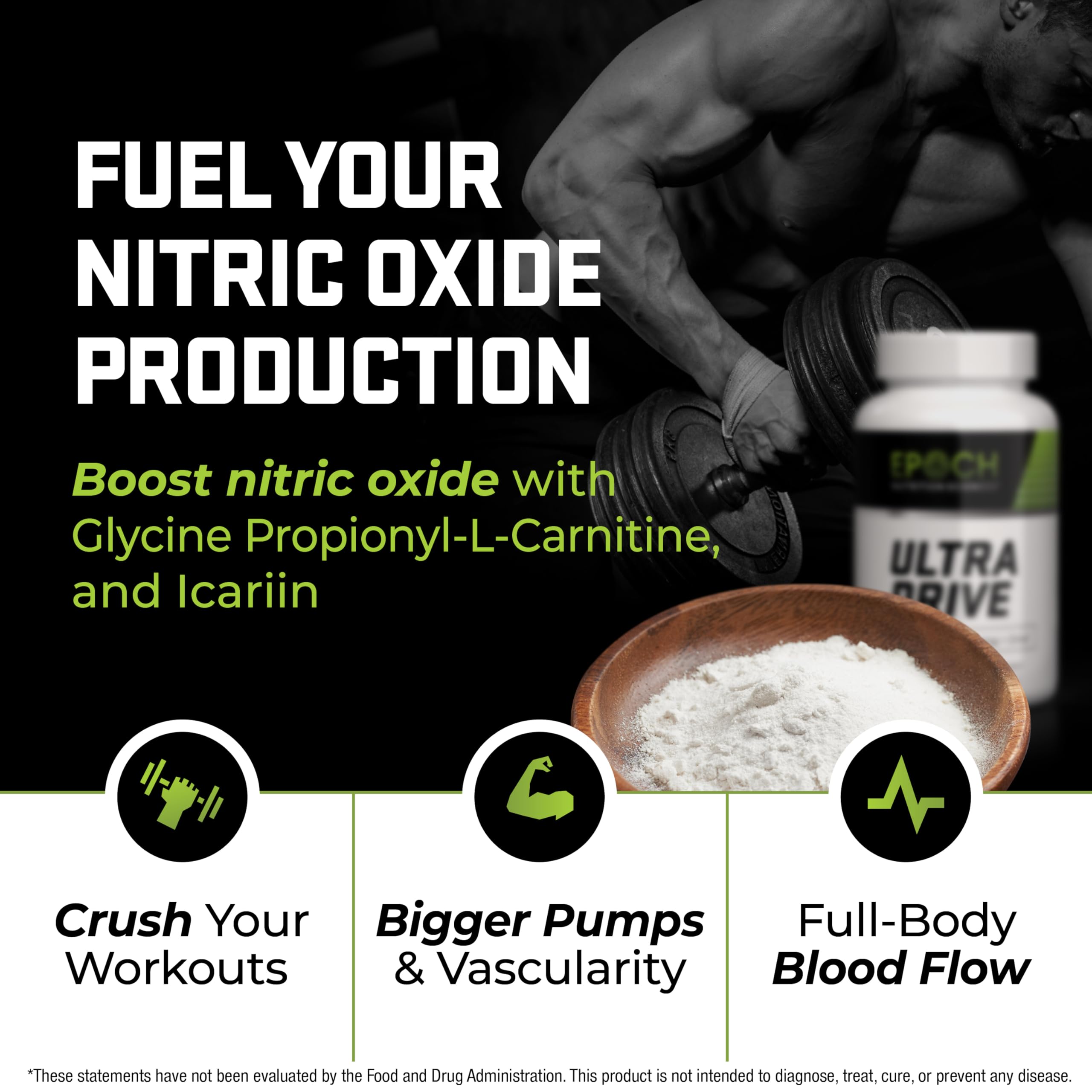 Epoch Nutrition Ultra Drive packaging front view featuring modern, science-friendly design