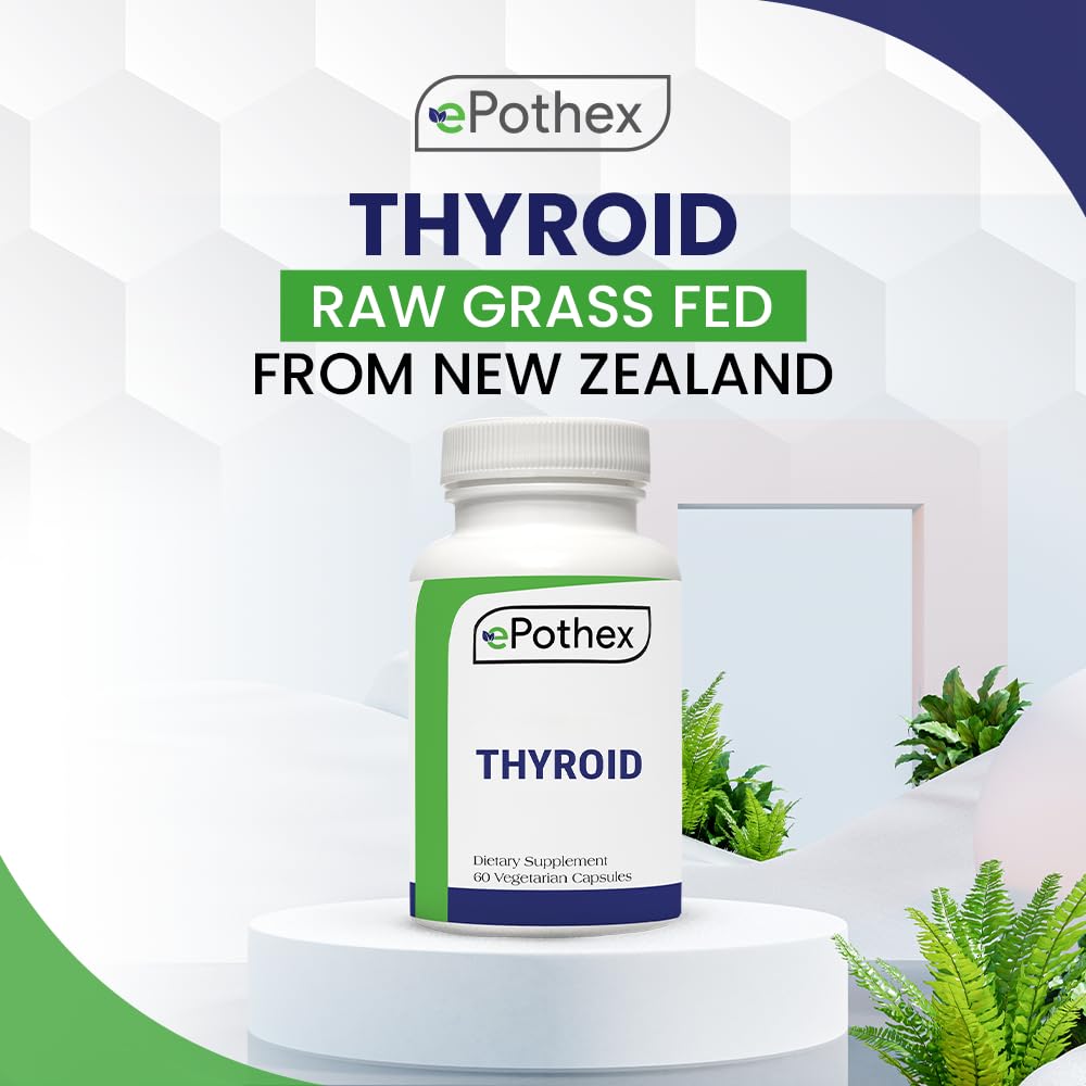 EPOTHEX Raw Grass-Fed Desiccated Bovine Thyroid certification seals indicate high standards