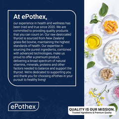 EPOTHEX Raw Grass-Fed Desiccated Bovine Thyroid packaging label highlights New Zealand sourcing
