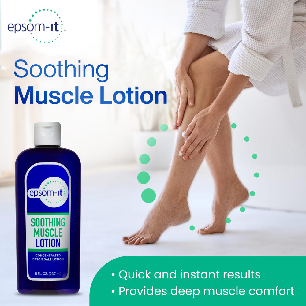 EPSOM-IT Arnica-infused lotion being applied for targeted muscle relief
