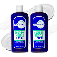 EPSOM-IT soothing muscle lotion bottle for quick, non-greasy relief.