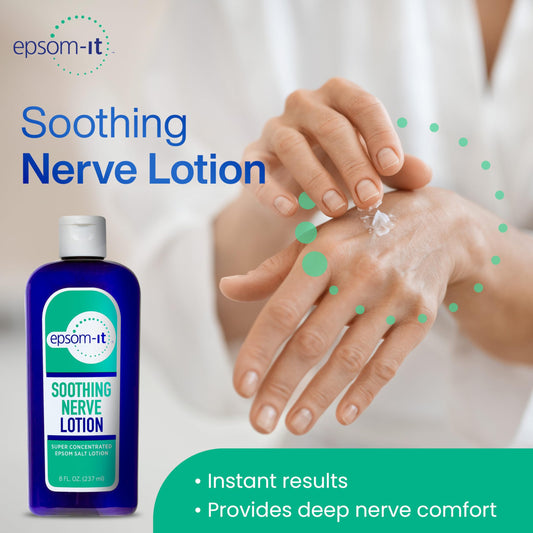 Epsom-It lotion pump demonstrates convenient, mess-free application for daily use.