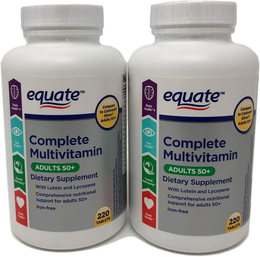 Equate Mature Adult 50+ bottle front for daily multivitamin and immune support