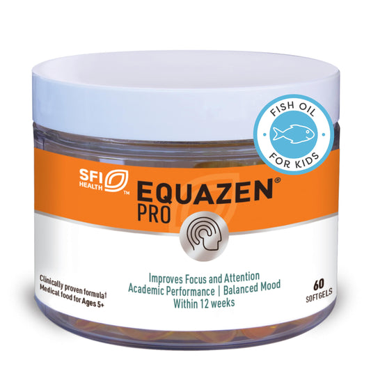Equazen Pro SFI bottle front view highlighting the omega blend for kids.