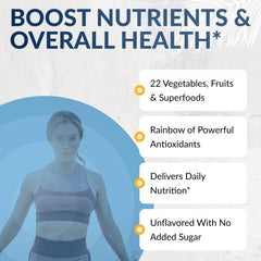 EquiLife Daily Fruit and Vegetable Blend jar closeup highlights organic sourcing.