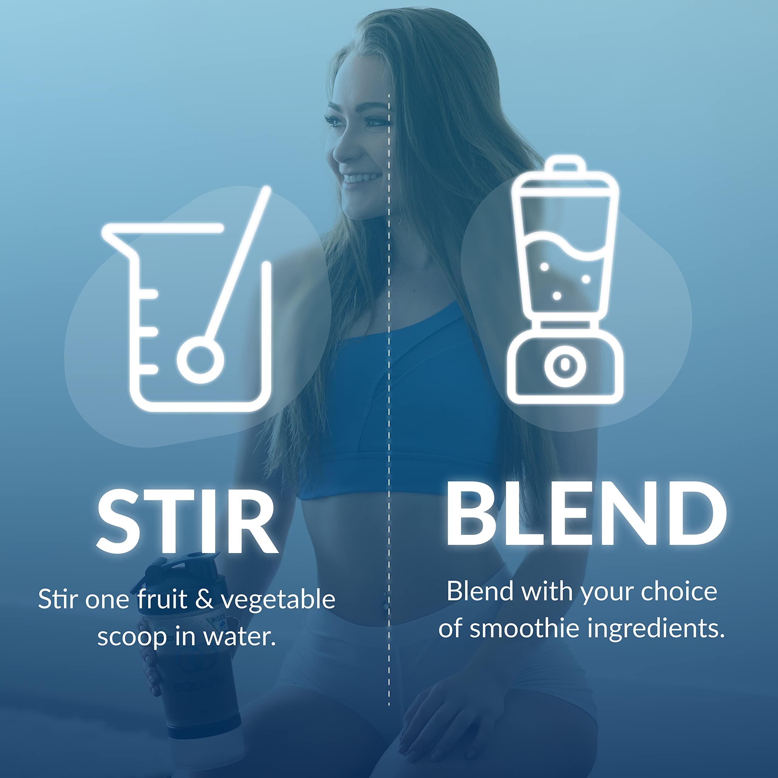 Equilife daily fruit and vegetable blend label close-up highlights clean ingredients.