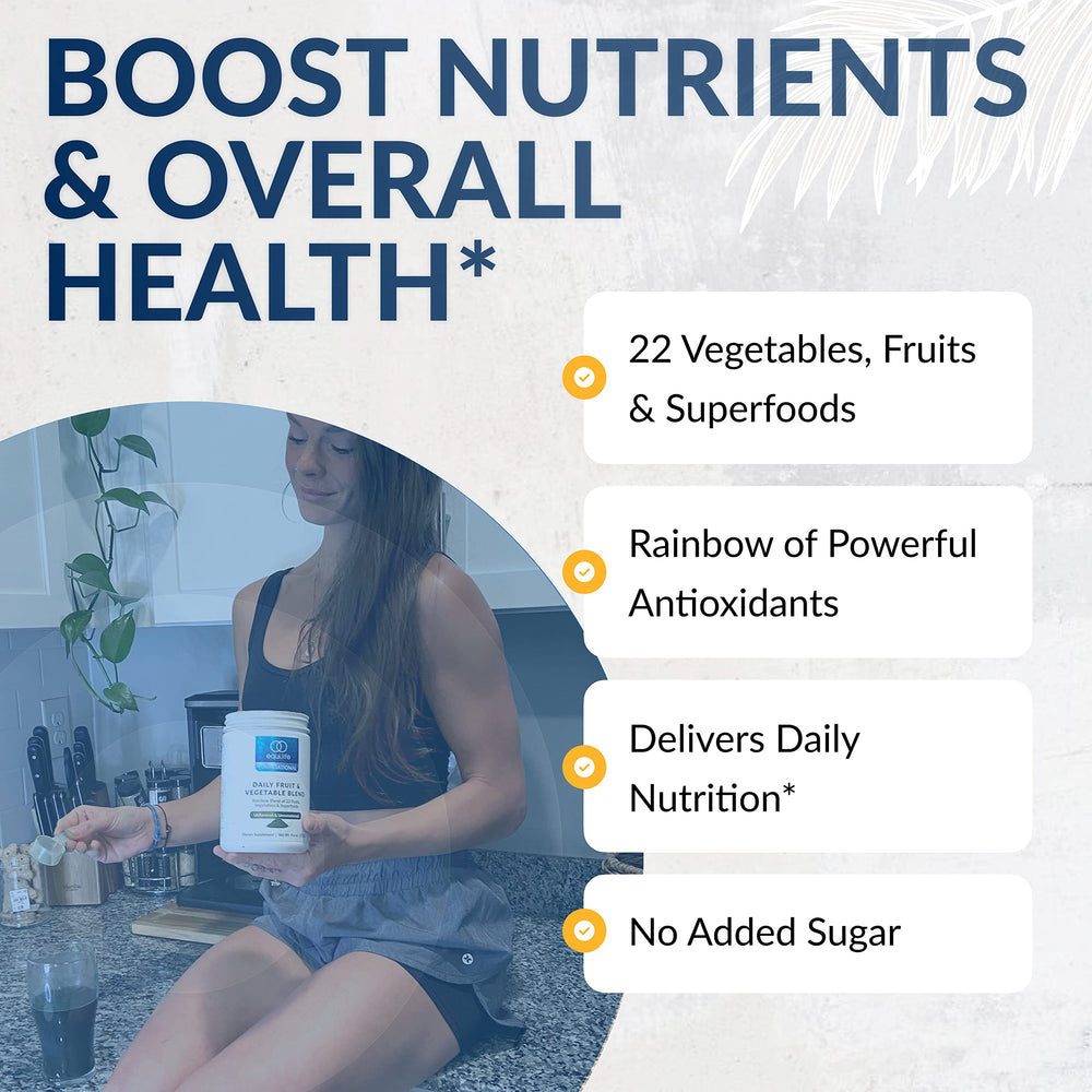 Equilife daily fruit and vegetable blend with nut milk for a ready-to-drink nutrient boost.