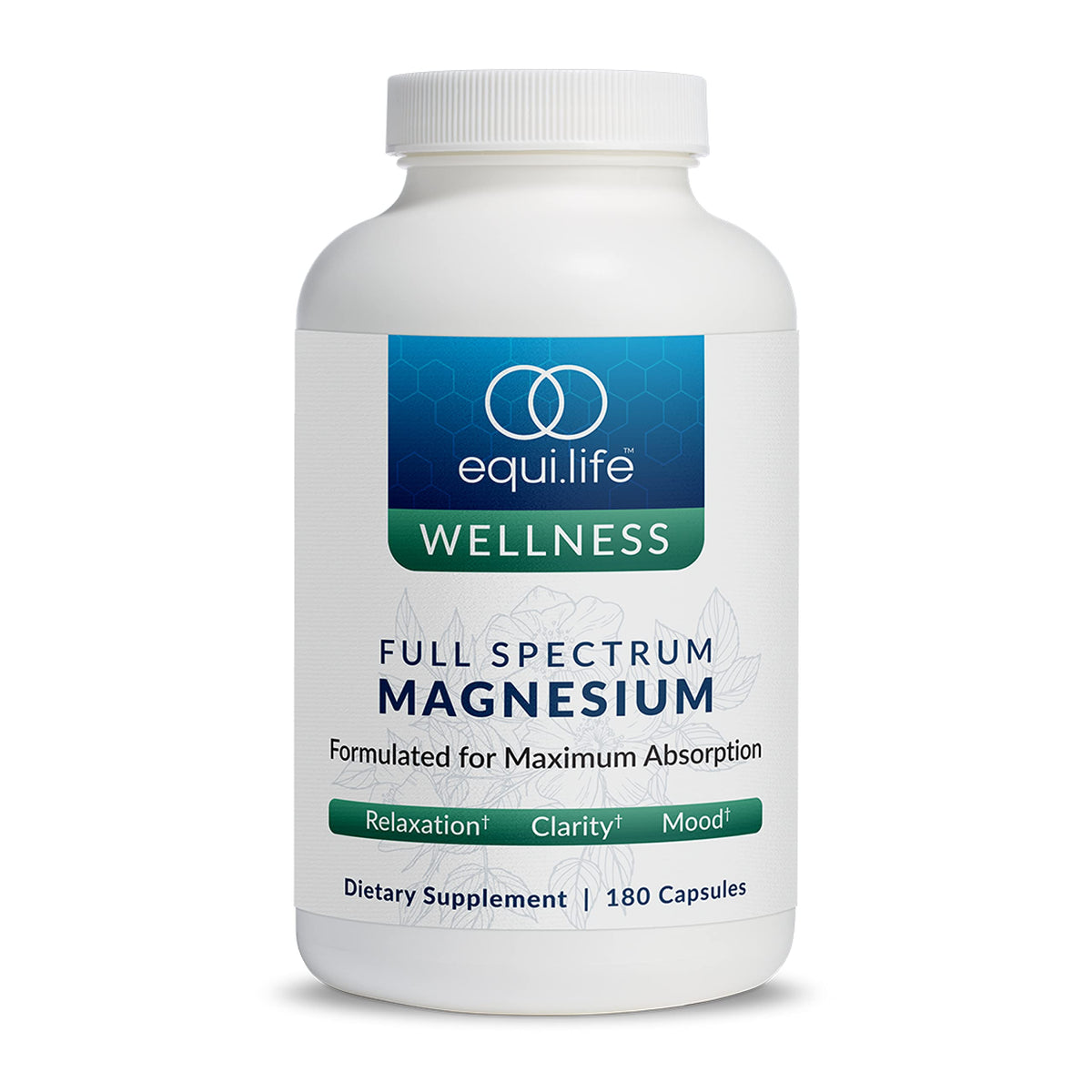 Equilife Full Spectrum Magnesium bottle with label showing daily wellness support