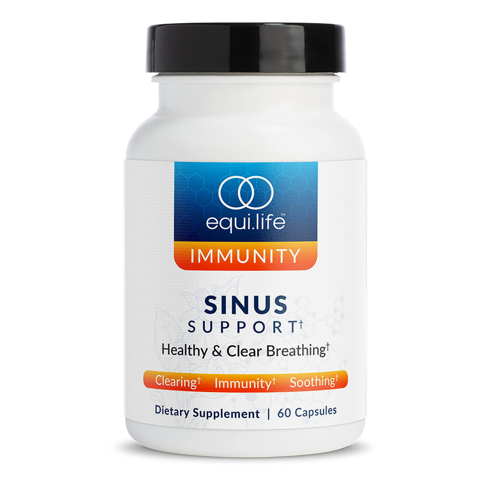 Equilife Sinus Support bottle highlighting berberine and NAC for nasal balance
