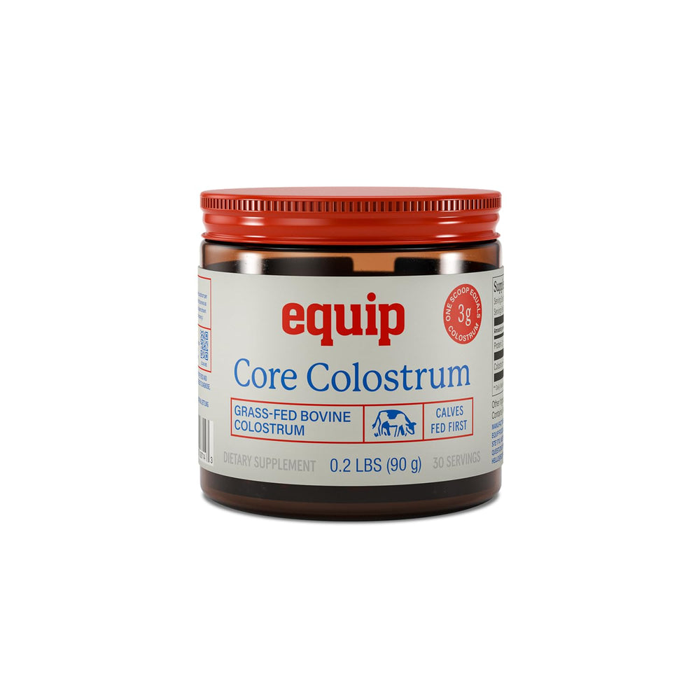 Equip Core Bovine Colostrum powder with scoop for daily immune support.