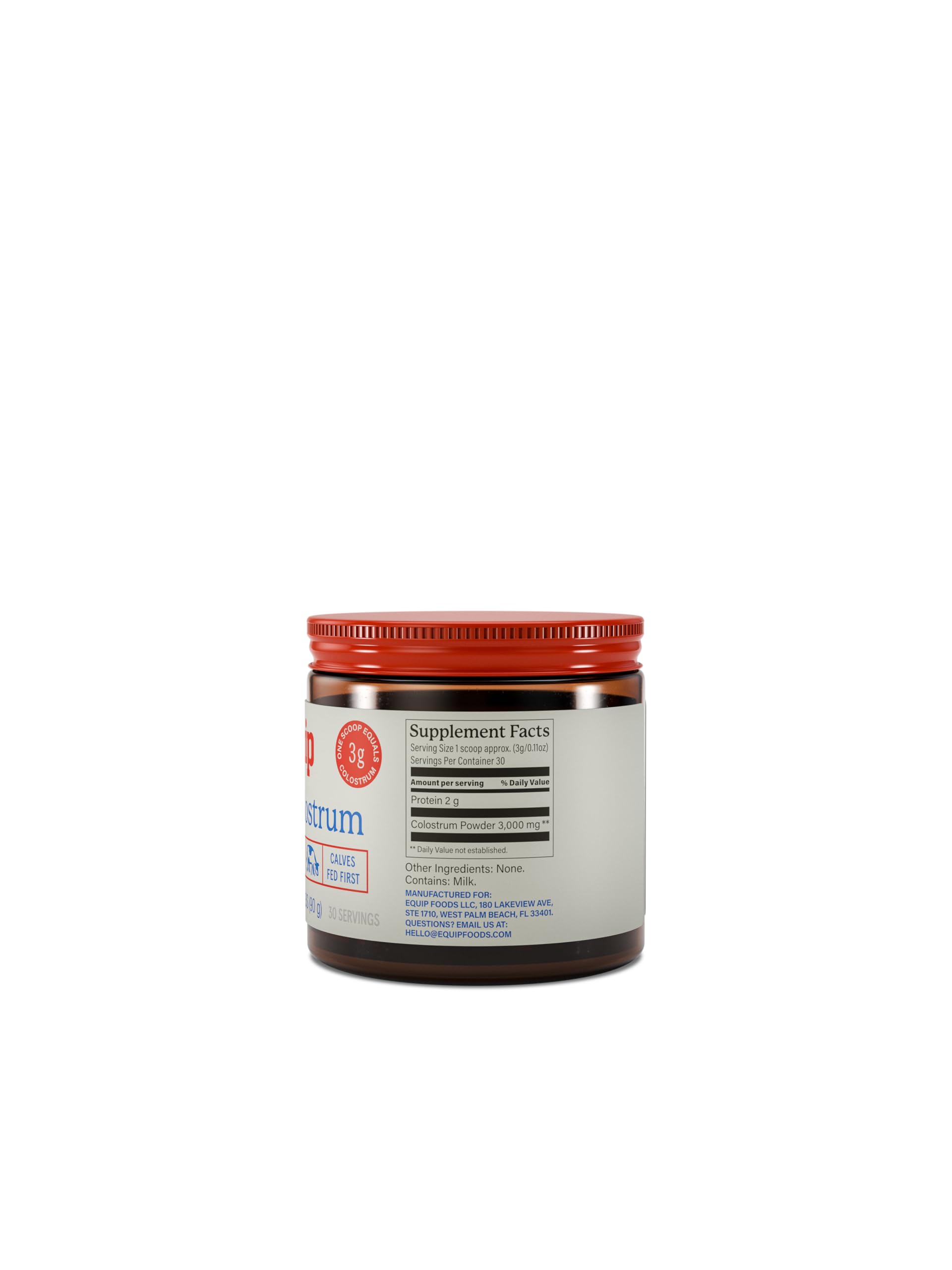 Unflavored Equip Core Bovine Colostrum powder blends easily into beverages.