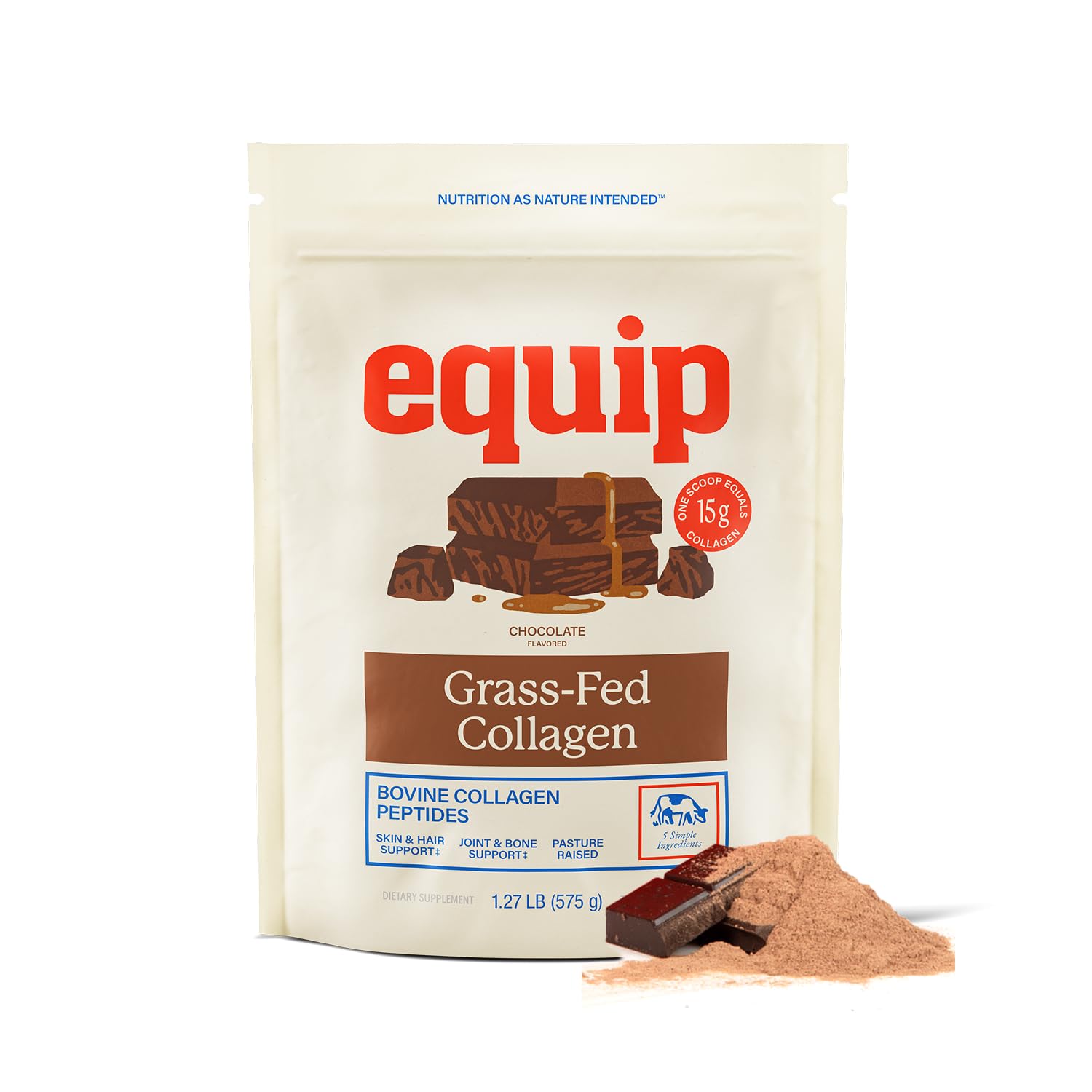 Equip Grass Fed Collagen powder canister with scoop for daily joint and skin support.