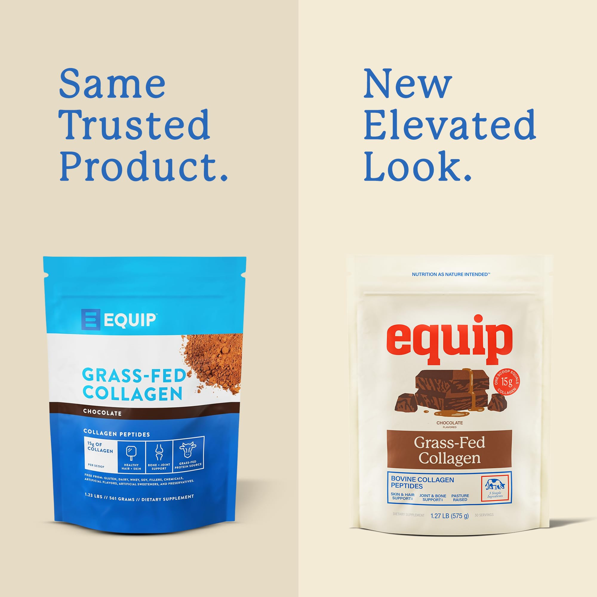 Close-up of Equip Grass Fed Collagen powder in a scoop for amino acids.