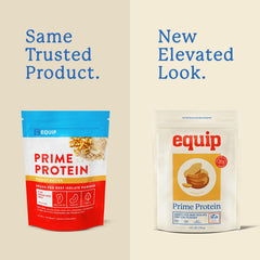 Equip Prime Protein Powder chocolate tub supports muscle recovery with clean, 21g protein per serving.