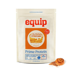 Equip Prime Protein Powder Cinnamon Roll: clean beef protein powder for keto-friendly fueling.