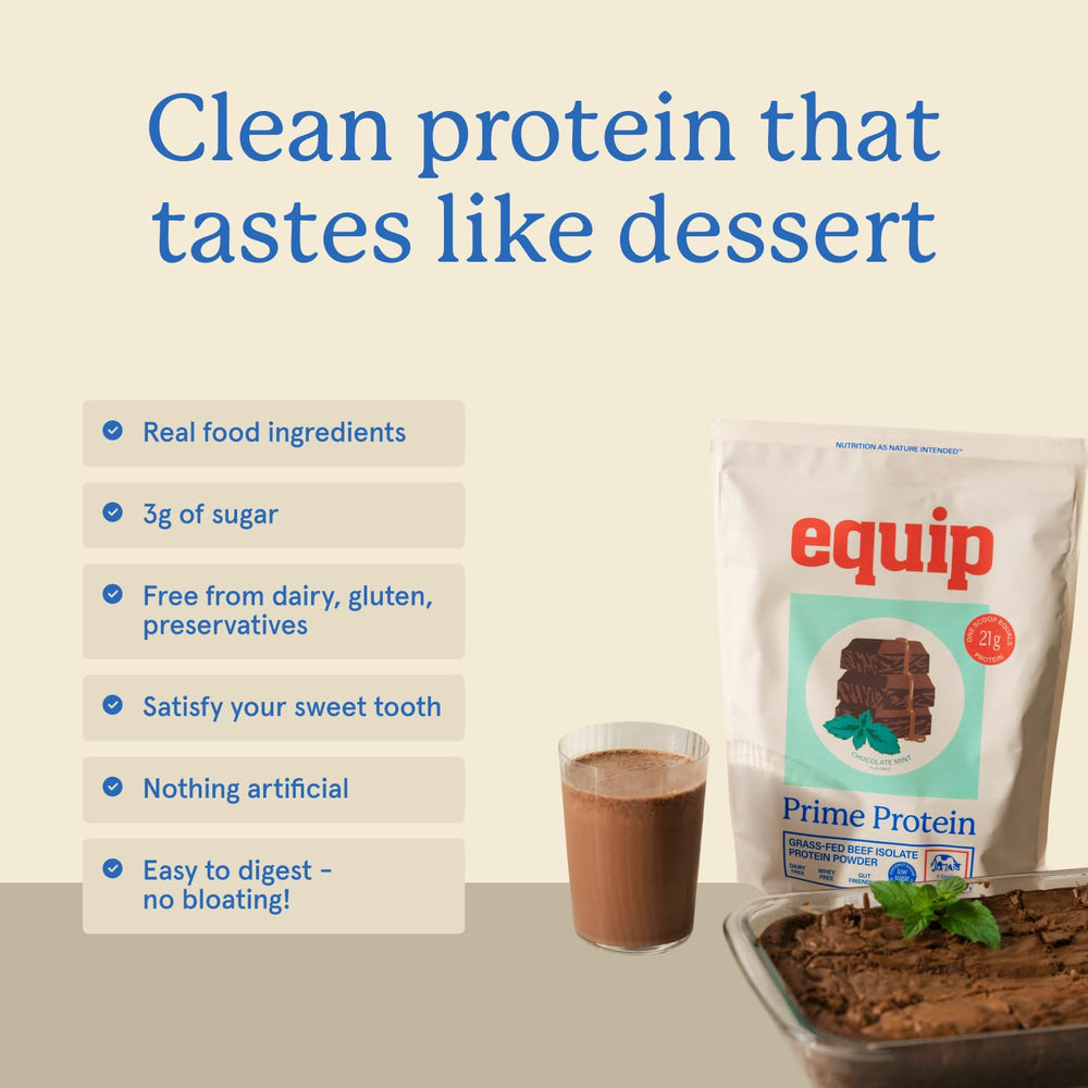 Dry blend close-up emphasizes clean, allergen-free ingredients.