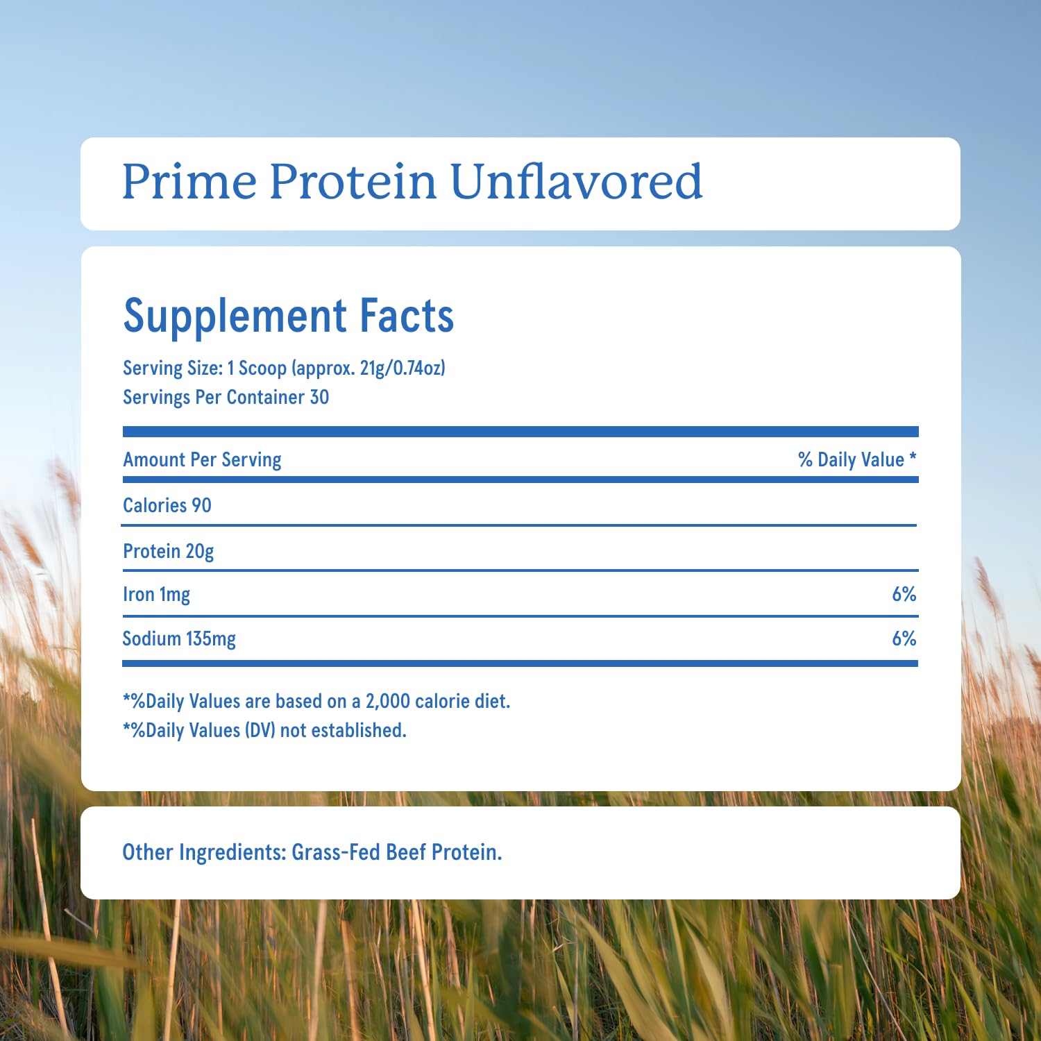 Close-up of Prime Protein Powder flavor collection label and ingredients.