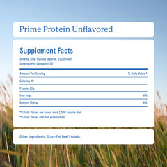 Close-up of Prime Protein Powder flavor collection label and ingredients.