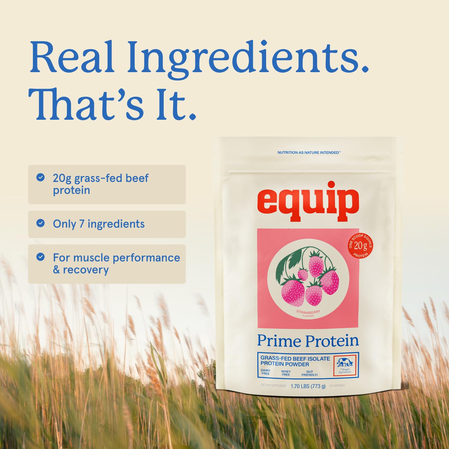 Prime Protein Powder packaging with clear labeling for paleo and keto diets.