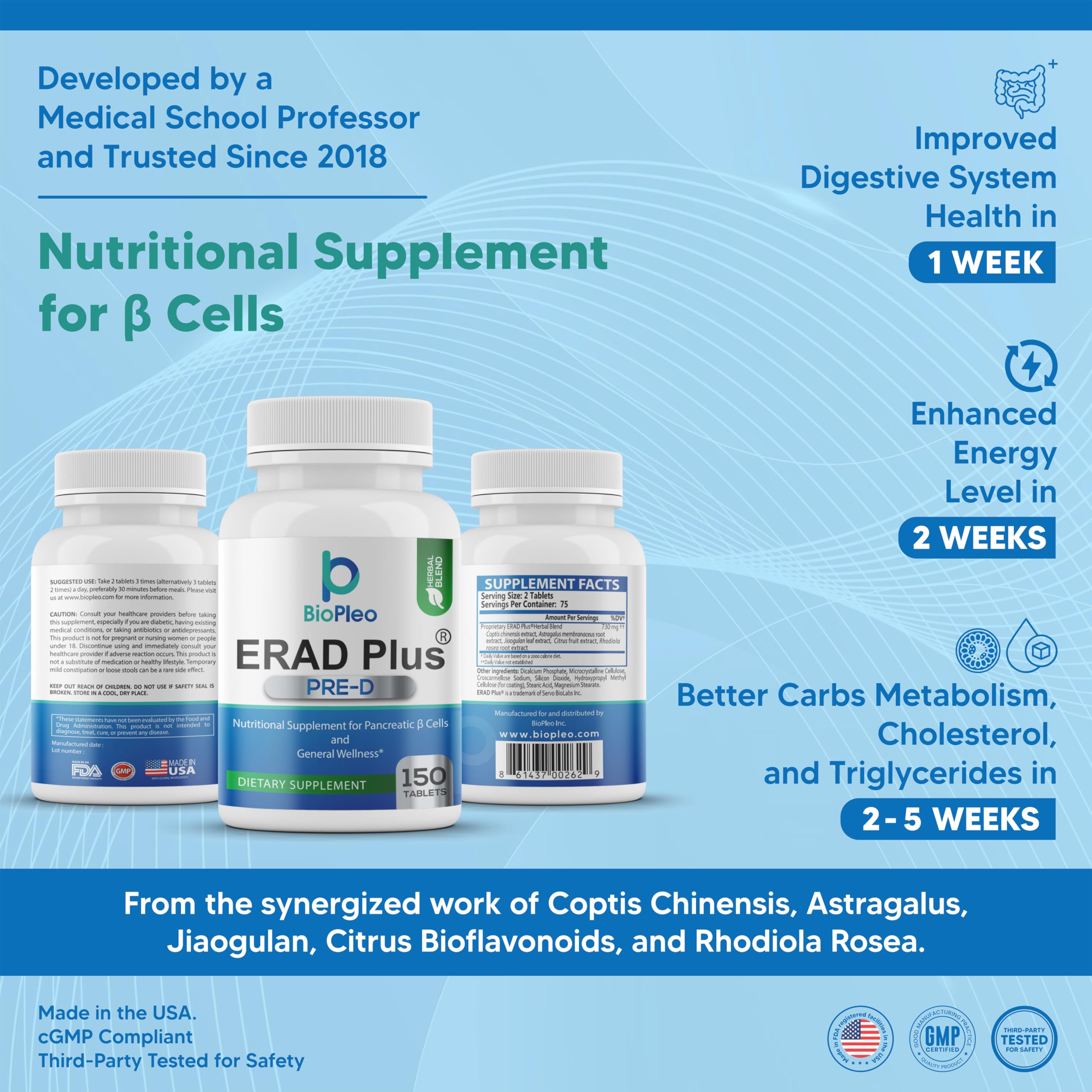 ERAD Plus Pre-D tablets close-up for convenient daily use