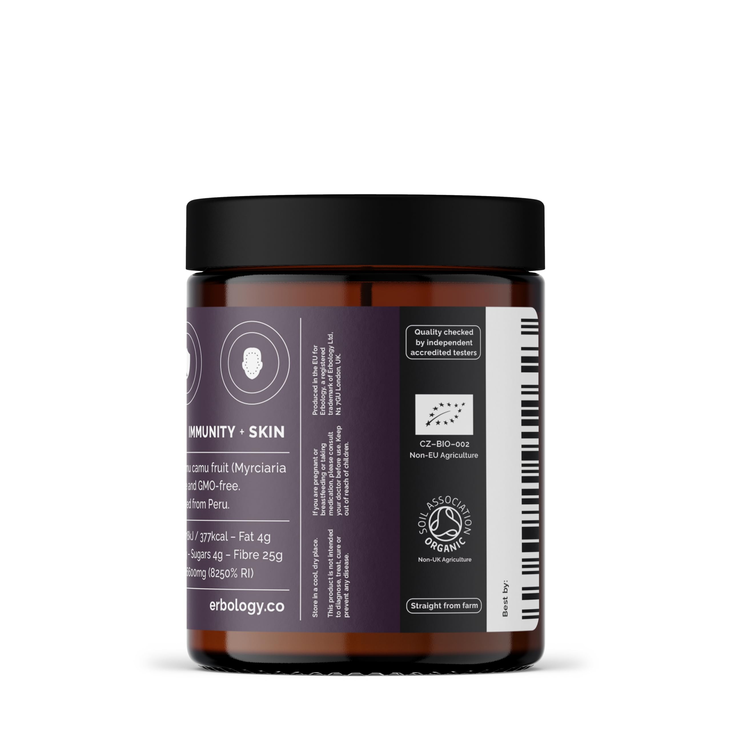 Erbology Camu Camu Powder sprinkled on yogurt for a nutrient boost.