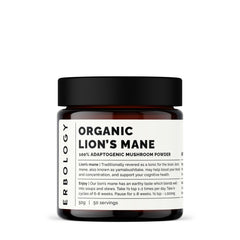 Erbology Lion's Mane powder in amber jar for daily use and natural nutrition