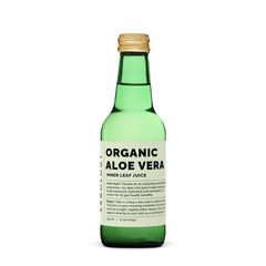 Erbology organic aloe vera inner leaf juice bottle, nutrient-dense.