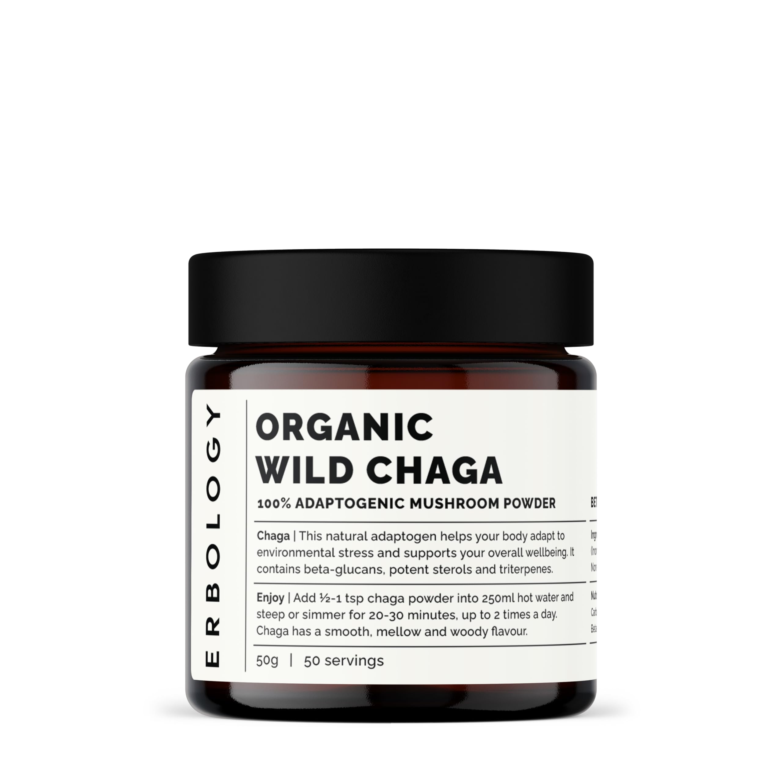 Erbology Organic Chaga powder jar for immune-support ritual