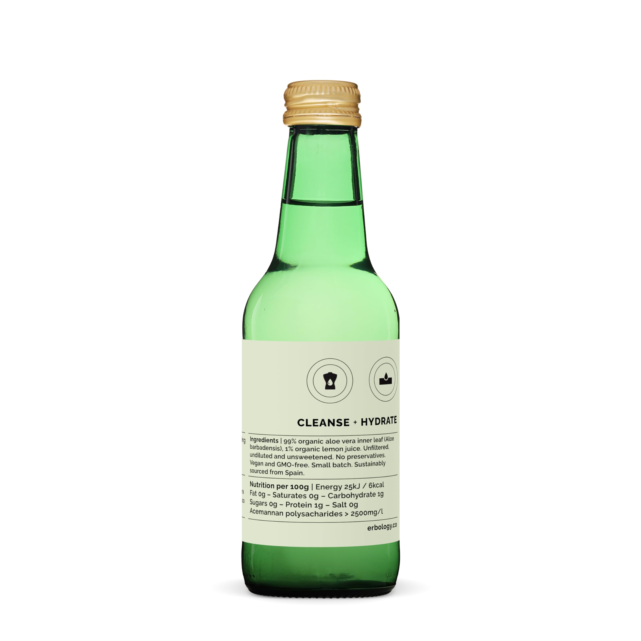Erbology packaging notes Spanish small-farm sourcing on packaging.