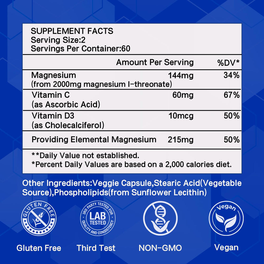 ERDGXI magnesium L-threonate gluten-free box emphasizes clean formulation.