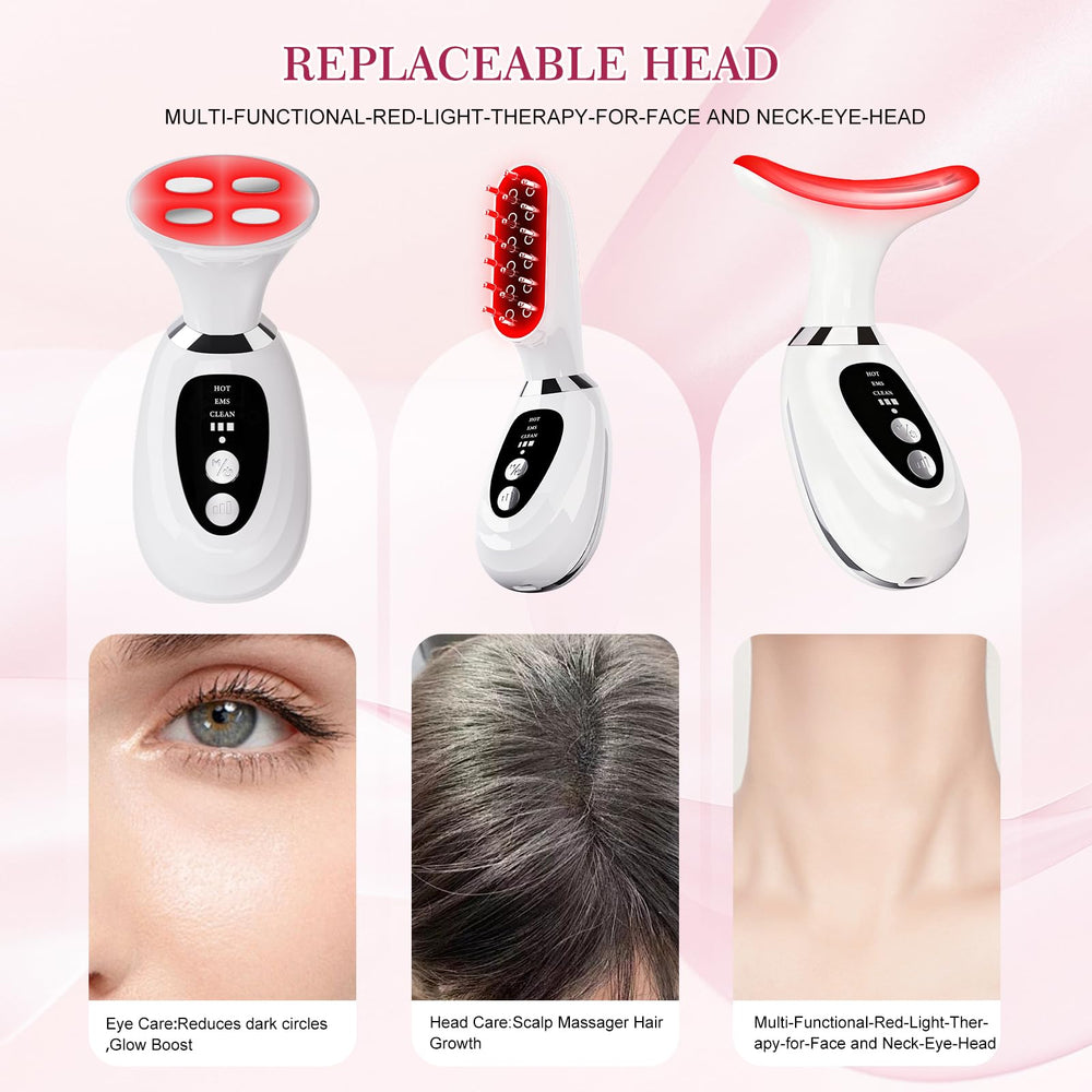 Erdnretl interchangeable heads for targeted facial, neck, and scalp care