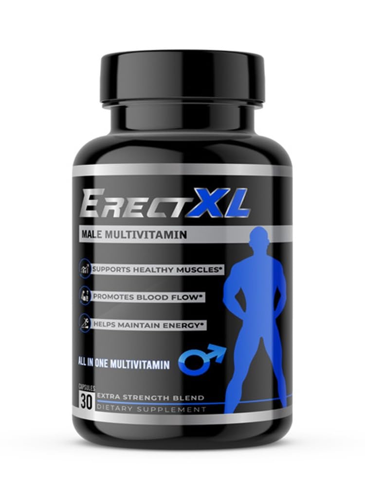 ErectXL Multivitamins bottle front showing label for daily energy support for an active lifestyle