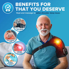 ERHIVORA shoulder wrap worn by model demonstrates targeted warmth and support.