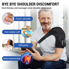 ERHIVORA shoulder wrap side view highlighting massage function and heat levels
