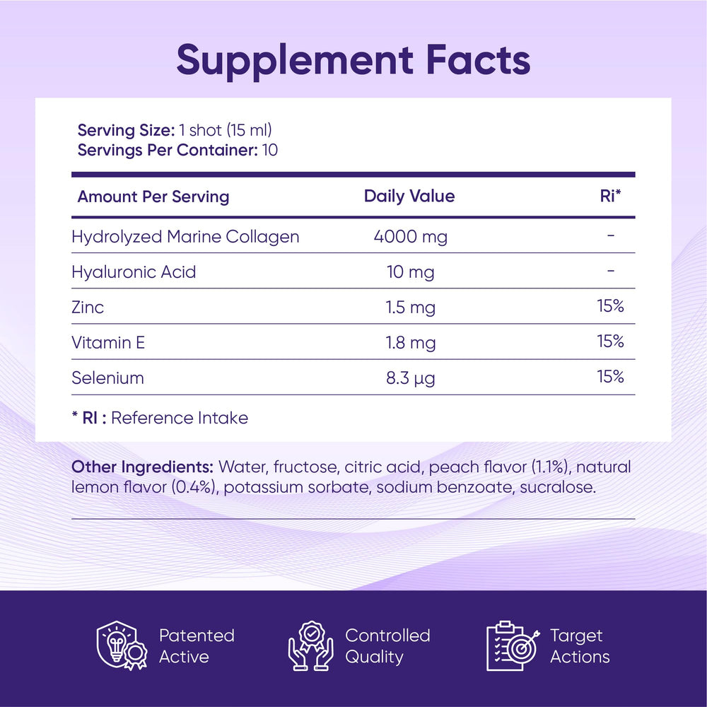 ERIC FAVRE Pure Collagen+ peach lemon flavor offers a refreshing, drinkable wellness boost