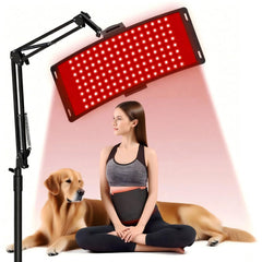 Erinrch red light therapy lamp on desk showing compact home setup and ease of use.