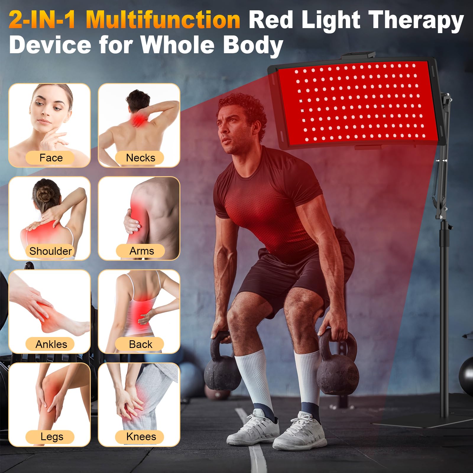 Remote control displaying brightness and timer options for Erinrch red light therapy lamp.