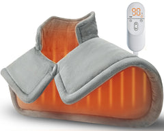 Errorless neck-shoulders-back heating wrap with secure, stable warmth