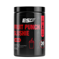 ES FIT Amino Powder bottle on desk, third‑party tested for trusted fitness support.